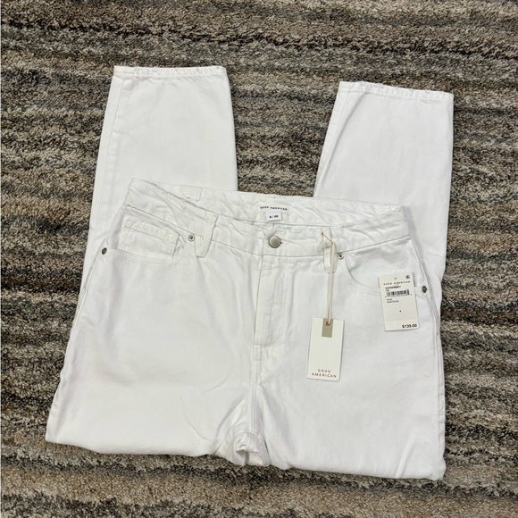 Good American Cropped Boyfriend Jeans Sz 8/29 NWT | Good American White Jeans - Picture 7 of 16